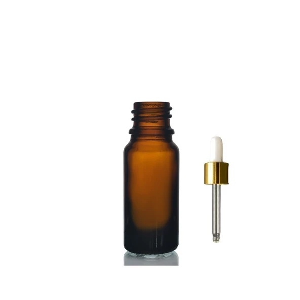 5ml kahverengi cam damlalıklı 30 adet,Gold Kapak Beyaz Emzik, Ecza şişesi, Damlalıklı şişe, propolis şişesi, damlatmalı şişe, saç serum şişesi, ecza şişesi ürün görseli 1
