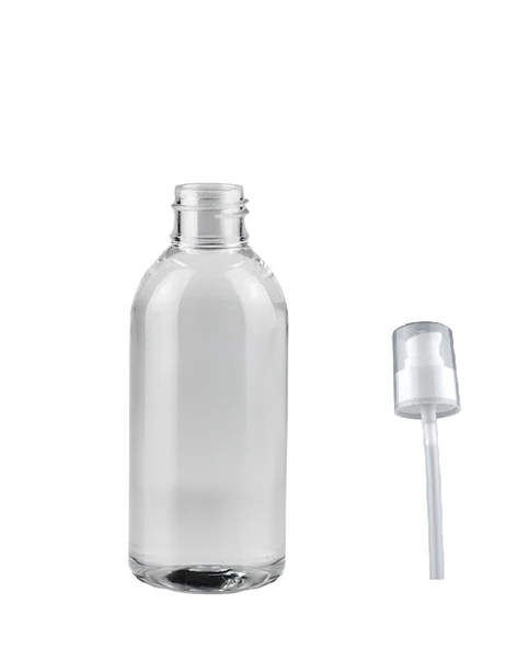 100ml plastik şeffaf serum pompalı şişe, 12 adet, serum şişesi, pompalı şişe, medikal şişe, kozmetik şişesi, plastik şişe ürün görseli 1