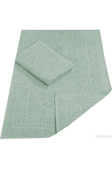 2 Li Banyo Ayak Havlusu %100 Pamuk 50X70 Cm Menesch Yeşil ürün görseli 1