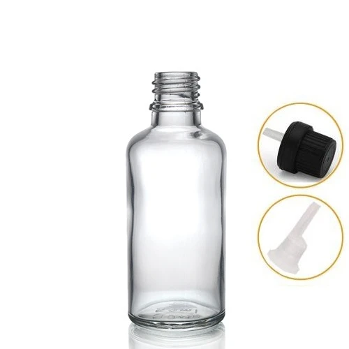 30ml şeffaf cam içten damlalıklı şişe siyah kapak, 24 adet, damlalıklı şişe, damlatmalı şişe ürün görseli 1