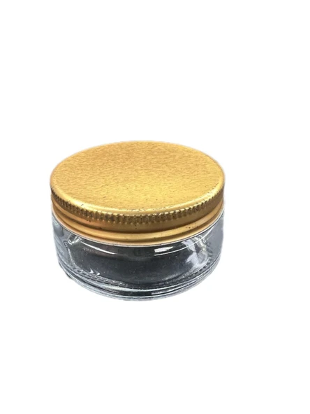 50ml şeffaf cam krem kavanozu gold kapaklı, 24 adet, kozmetik kavanoz,krem kavanozu, cam kavanoz ürün görseli 1