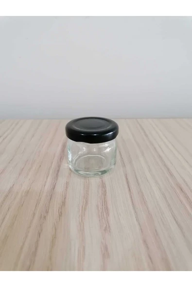 29cc Şeffaf Cam, Siyah Kapak Kavanoz,mini Kavanoz,bal Kavanozu,süs Kavanozu,50 Adet ürün görseli 1