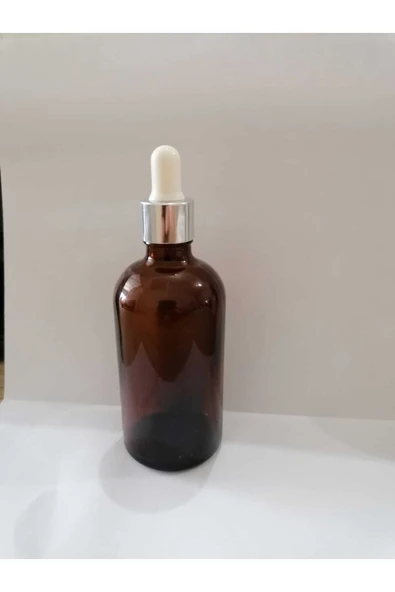 100cc Kahverengi Cam Damlalıklı Şişe,medikal Şişe,25 Adet Gümüş Kapak Beyaz Emzik ürün görseli 1