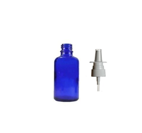 20ml mavi cam şişe, Burun spreyi, 24 adet Nazal Spreyli, Ecza şişesi, İlaç Şişesi ürün görseli 1