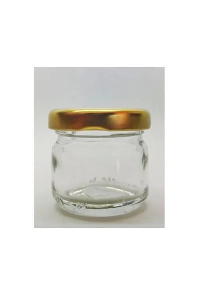 29 Cc şeffaf cam konserve kavanozu gold kapaklı, 105 adet, cam kavanoz, konserve kavanozu, reçel kavanozu, bal kavanozu, saklama kavanozu ürün görseli 1