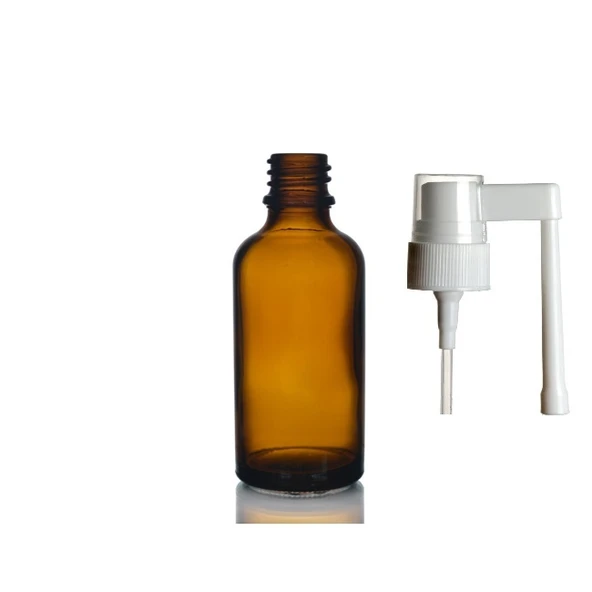 50ml kahverengi ağız spreyi başlıklı cam şişe,12 adet, ağız spreyi şiesi, cam şişe, medikal şişe ürün görseli 1