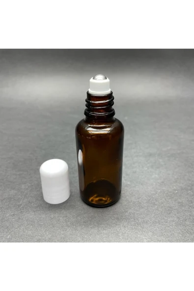 20ml kahverengi cam şişe roll-on şişe, 12 adet, bilye başlıklı şişe, cam şişe, roll-on şişesi, amber şişe ürün görseli 1