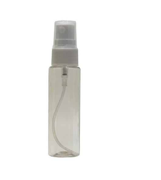 50ml plastik şeffaf şişe beyaz sprey başlık, 24 adet, dezenfektan şişesi, plastik şişe, medikal şişe, boş şişe, parmak sprey başlık, spreyli şişe ürün görseli 1