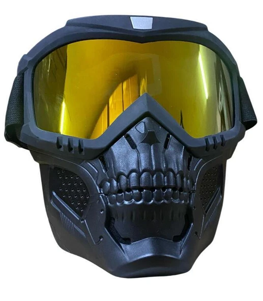 JET KASK MASKESİ SARI KURU KAFA ürün görseli 1