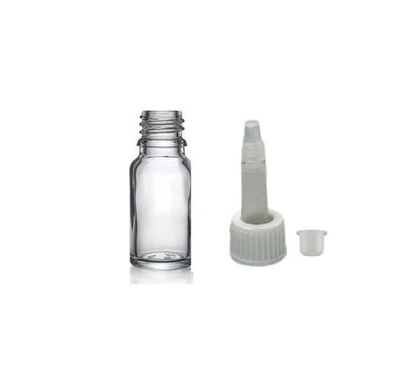 10ml şeffaf cam şişe getamisin kapak, 12 adet, plastik üstten damlalıklı şişe, damlatmalı şişe, damlatıcı şişe ürün görseli 1