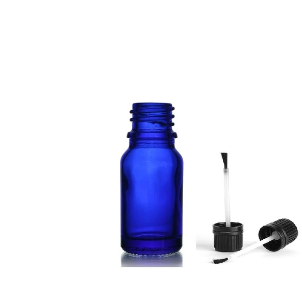 20ml mavi cam şişe fırça kapaklı, 24 adet, ecza şişesi, kozmetik şişe, yapıştırıcı şişesi, yağ şişesi ürün görseli 1
