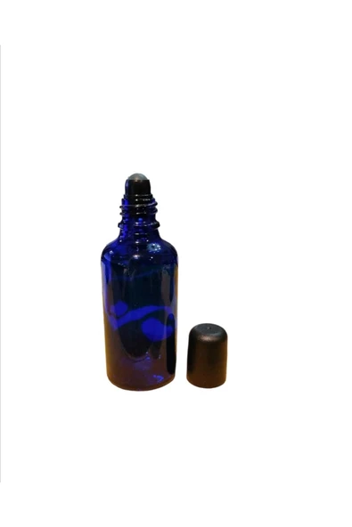 50ml mavi cam şişe roll-on şişe, 50 adet, bilye başlıklı şişe, cam şişe, roll-on şişesi ürün görseli 1