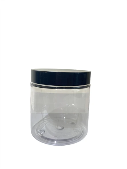 500ml şeffaf px krem kavanozu siyah kapaklı, 24 adet, krem kavanozu, kozmetik kavanoz, plastik kavanoz ürün görseli 1