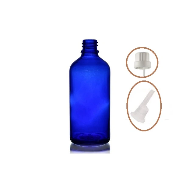 50ml mavi cam içten damlalıklı şişe beyaz kapak, 12 adet, damlalıklı şişe, damlatmalı şişe ürün görseli 1