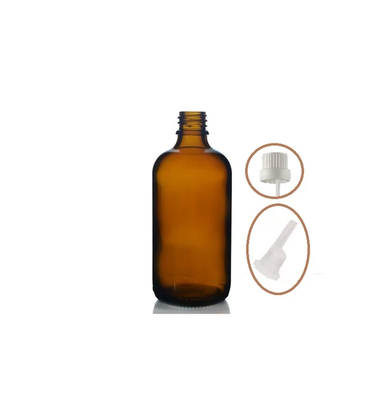50ml kahverengi cam içten damlalıklı şişe beyaz kapak, 12 adet, damlalıklı şişe, damlatmalı şişe ürün görseli 1