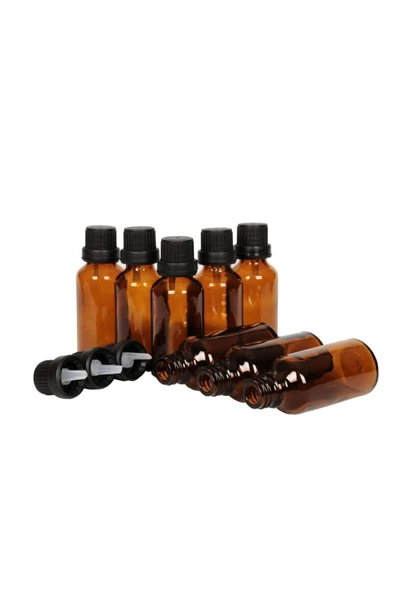 Spain 20 Adet 20 ml Medikal Kahverengi Boş Kehribar(AMBER) Cam Şişe ( Içten Damlalıklı 20 Cc ) ürün görseli 1