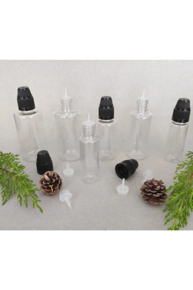 100 Adet 30 ml Ikili Kapaklı, Damlatma Uçlu, Tıpalı, Kolonya, Dezenfektan, Likit Şişesi, pet sigara ürün görseli 1