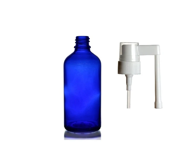 50ml mavi ağız spreyi başlıklı cam şişe, 24 adet, ağız spreyi şiesi, cam şişe, medikal şişe ürün görseli 1