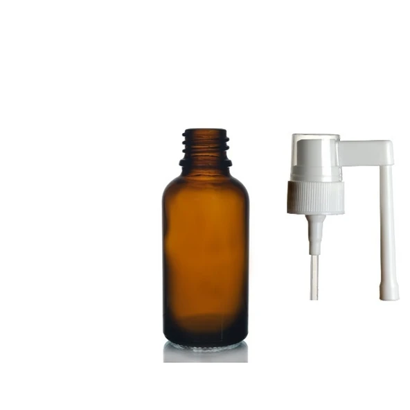 20ml kahverengi ağız spreyi başlıklı cam şişe, 24 adet, ağız spreyi şiesi, cam şişe, medikal şişe ürün görseli 1