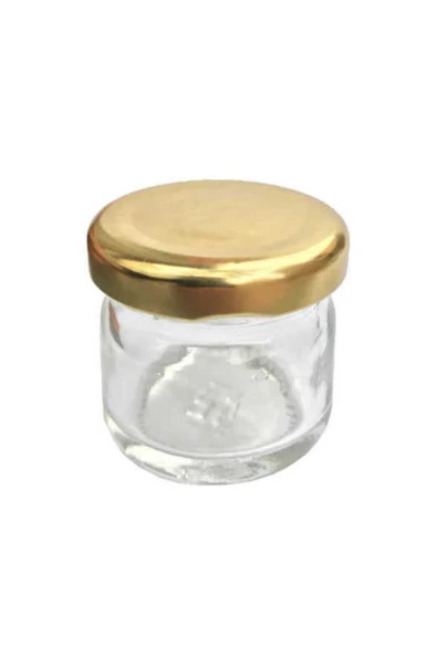 Cam Kavanoz 40cc Boş Şişe 50 Adet Nikah Şekeri Mum Gold Metal Kapaklı Şişeleri Dekoratif. ürün görseli 1
