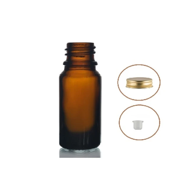 20ml kahverengi şişe sarı metal düz kapaklı, 12 adet, cam şişe, esans şişesi, yağ şişesi, kozmetik şişesi ürün görseli 1
