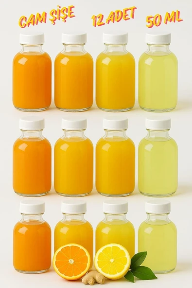 50 ml şeffaf cam mini ginger şişesi, 24 adet, detox şişesi, sızdırmaz kapaklı şişe, süs şişesi, kolonya şişesi, koku şişesi ürün görseli 1