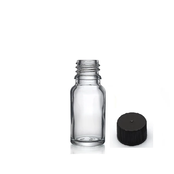 10ml şeffaf şişe düz kapaklı, 24 adet, cam şişe, esans şişesi, yağ şişesi, kozmetik şişesi ürün görseli 1