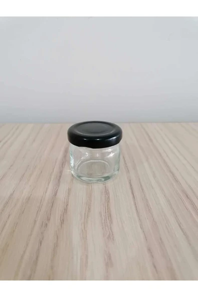 29cc Şeffaf Cam, Siyah Kapak Kavanoz,mini Kavanoz,bal Kavanozu,süs Kavanozu,100 Adet ürün görseli 1