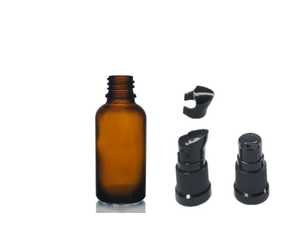 30ml kahverengi cam serum pompalı şişe, 12 adet, pompalı şişe, medikal şişe, cam şişe, ürün görseli 1