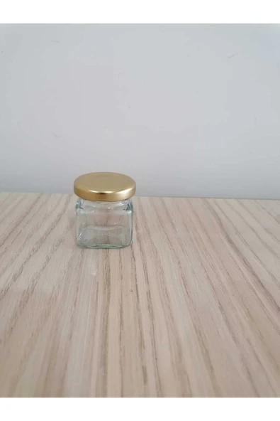 40cc Köşeli Şeffaf Cam,gold Kapak Kavanoz,mini Kavanoz,bal Kavanozu,süs Kavanozu,50 Adet ürün görseli 1