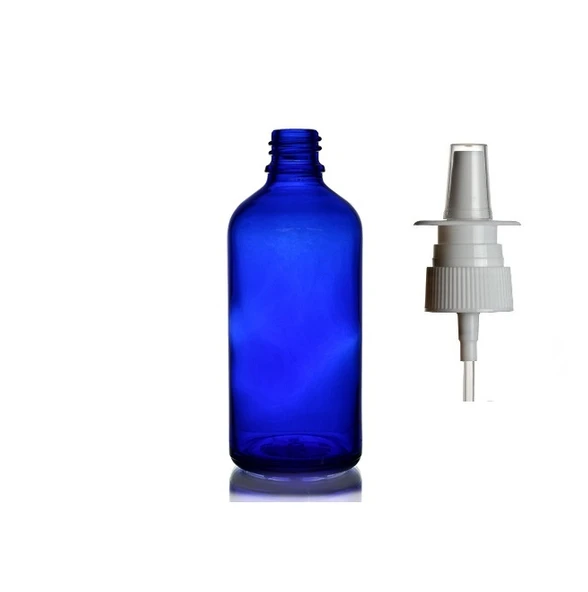 50ml mavi cam şişe, Burun spreyi, 12 adet Nazal Spreyli, Ecza şişesi, İlaç Şişesi ürün görseli 1