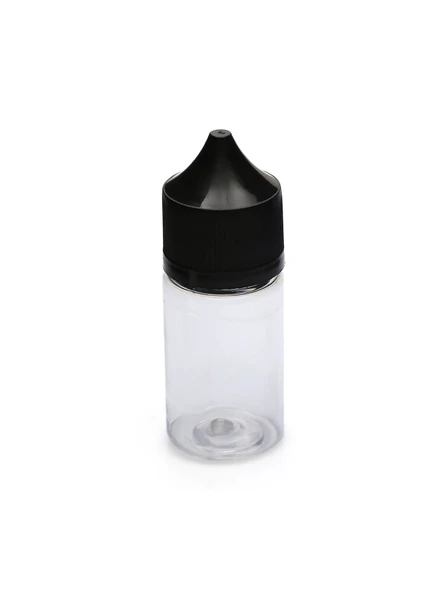 30ml plastik şeffaf gorilla şişe siyah kapak şişe, 24 adet, plastik şişe, likit şişesi, iğne uçlu şişe, sıkıma uygun yumuşak şişe, şeffaf şişe ürün görseli 1
