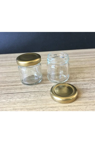 105 Adet 40 Cc Cam Kavanoz Gold Kapak Hediyelik Hobi Düğün Nişan Mini Kavanoz ürün görseli 1