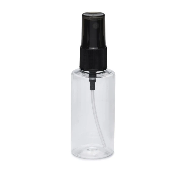 30ml plastik şeffaf şişe siyah sprey başlık, 12 adet, dezenfektan şişesi, plastik şişe, medikal şişe, boş şişe, parmak sprey başlık, spreyli şişe ürün görseli 1