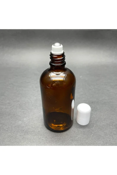 100ml kahverengi cam şişe roll-on şişe, 45 adet, bilye başlıklı şişe, cam şişe, roll-on şişesi, amber şişe ürün görseli 1