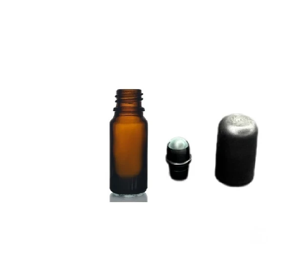 5ml kahverengi cam şişe roll-on şişe, 12 adet, bilye başlıklı şişe, cam şişe, roll-on şişesi, amber şişe ürün görseli 1