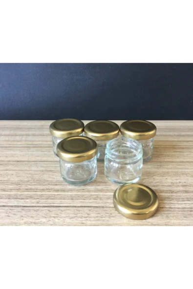 29 Cc şeffaf cam konserve kavanozu gold kapaklı, 110 adet, cam kavanoz, konserve kavanozu, reçel kavanozu, bal kavanozu, saklama kavanozu ürün görseli 1