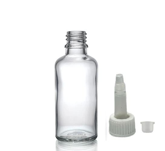 50ml şeffaf cam şişe getamisin kapak, 12 adet, plastik üstten damlalıklı şişe, damlatmalı şişe, damlatıcı şişe ürün görseli 1