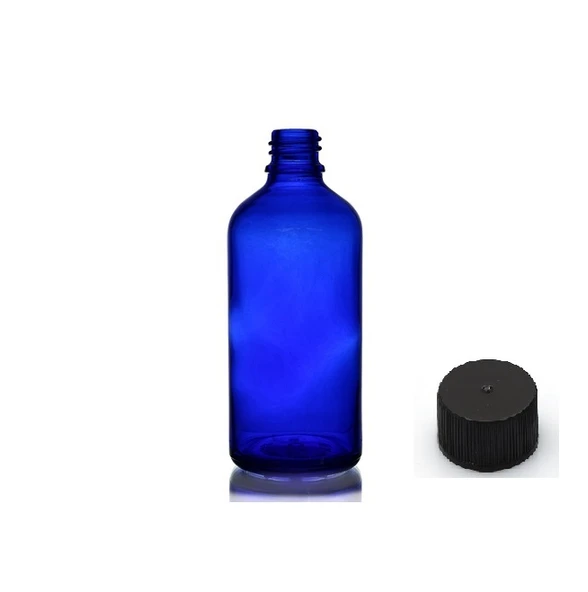 50ml mavi şişe düz kapaklı, 12 adet, cam şişe, esans şişesi, yağ şişesi, kozmetik şişesi ürün görseli 1