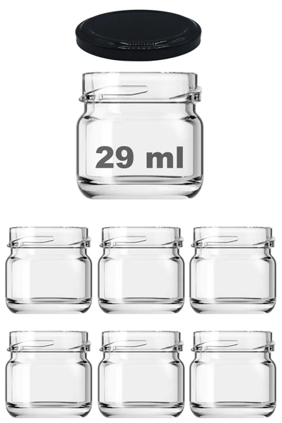 29 ml Metal Siyah Kapaklı 29 Cc Küçük Numune Cam Kavanoz 6 Adet ürün görseli 1