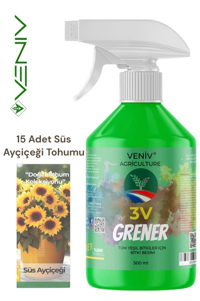 Grener 500 ml Bitki Besini + 15 Süs Ayçiçeği Tohumu – Göz Alıcı Çiçekler ürün görseli 1