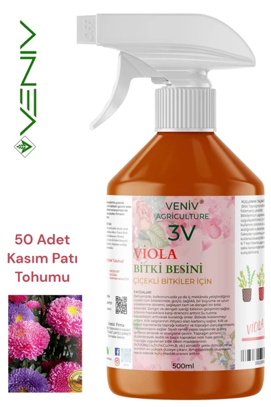 3V Viola 500 ml Çiçeklendirici + 50 Kasım Patı Tohumu – Sonbaharın Renkleri Bahçenizde ürün görseli 1