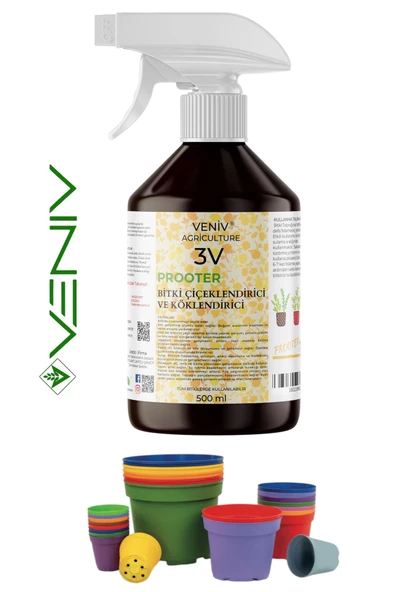3V Prooter Köklendirici & Çiçeklendirici Bitki Besini (500 mL) + 10 Adet Fide Yetiştirme Seti ürün görseli 1