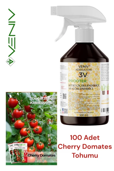 3V Prooter: 150 Cherry Domates Tohumu + 500 ml Besin ile Verimli Bahçeler ürün görseli 1
