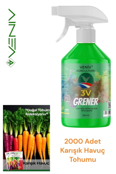 3V Grener 500 ml + 2000 Karışık Havuç Tohumu | Renkli ve Sağlıklı Bahçeler ürün görseli 1