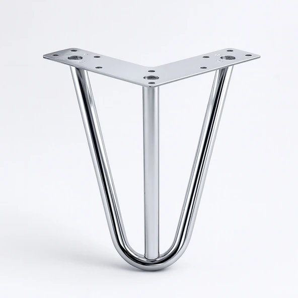 Martı 12 cm Krom Gümüş Metal Mobilya Ayağı Üçgen Modern Tasarım Koltuk Sehpa Masa TV Ünitesi Uyumlu ürün görseli 1