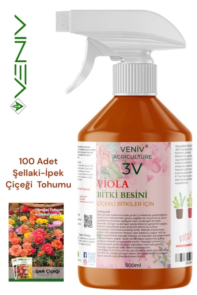 3V Viola 500 ml Çiçeklendirici & Köklendirici + 100 Adet Şellaki (İpek Çiçeği) Tohumu ürün görseli 1