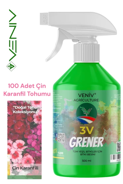 3V Grener 500 ml Bitki Besini + 100 Adet Çin Karanfili Tohumu – Renkli, Zarif ve Dayanıklı Çiçekler ürün görseli 1