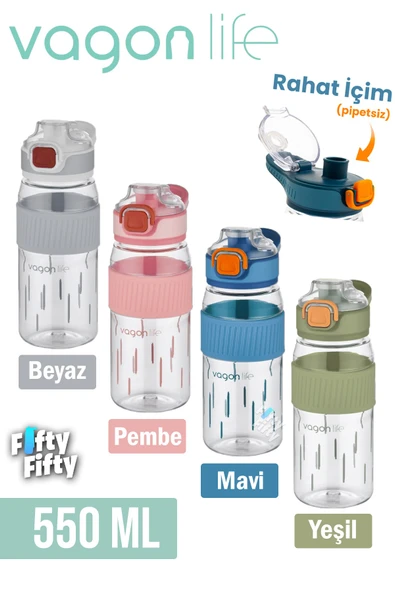 550 ML Rahat İçim (Pipetsiz) Taşıma Kulplu Çocuk Su Matarası -VGN3001ML550 ürün görseli 1