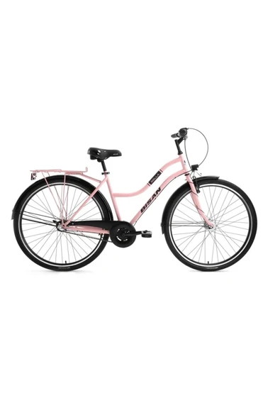 Bisan BELLA KADIN ŞEHİR BİSİKLETİ 46CM V 28 JANT 3 VİTES PUDRA PEMBE SİYAH ürün görseli 1